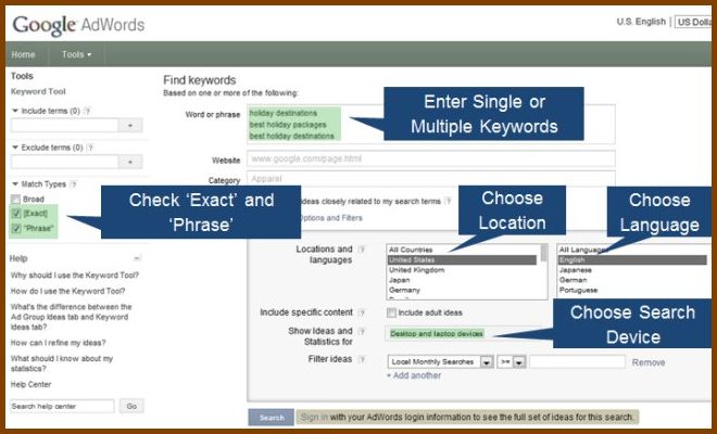 Google Adwords Keyword Tools