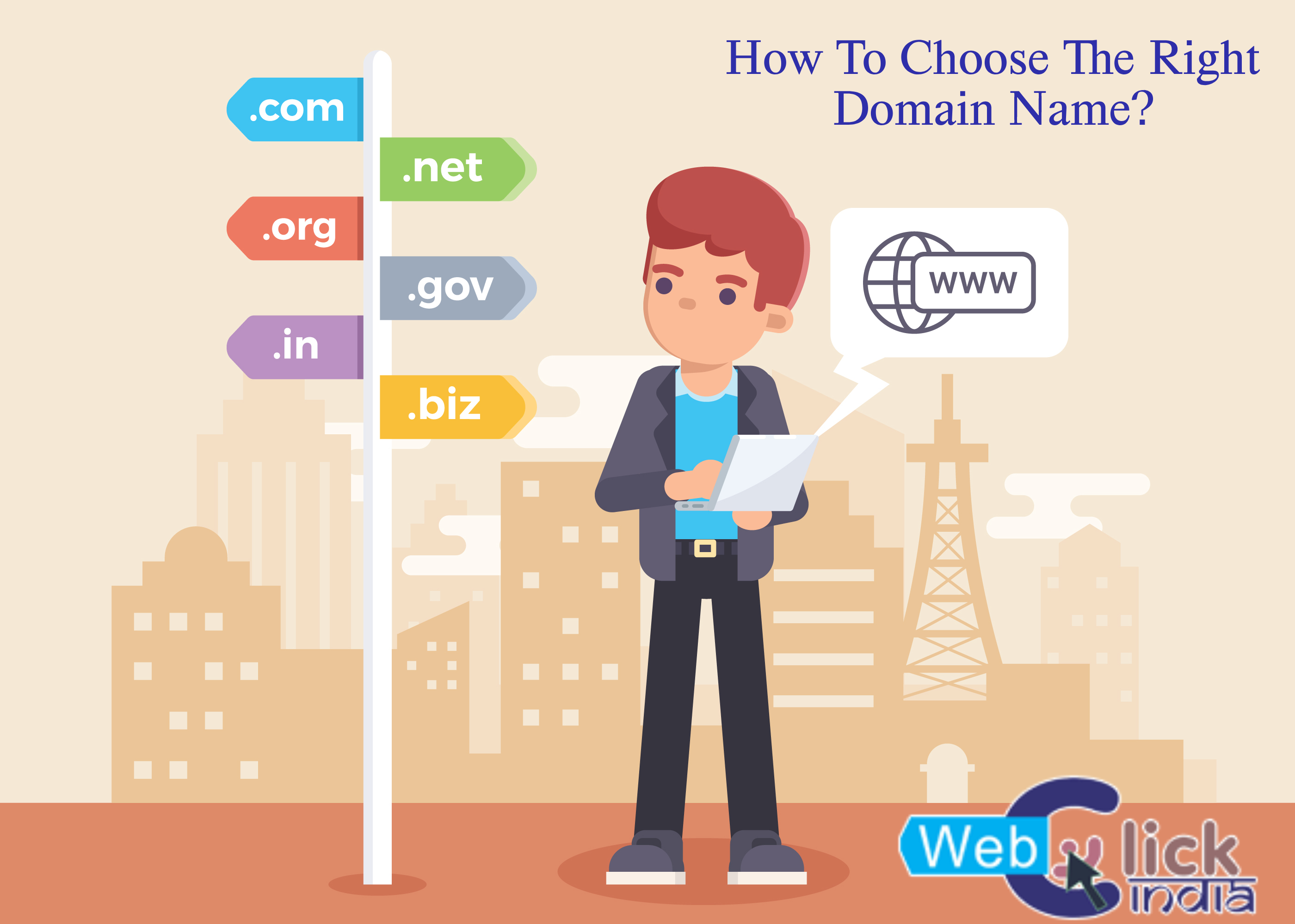 How to choose. Домен, хостинг illustration. Right domain name. Молодой домен иллюстрация.